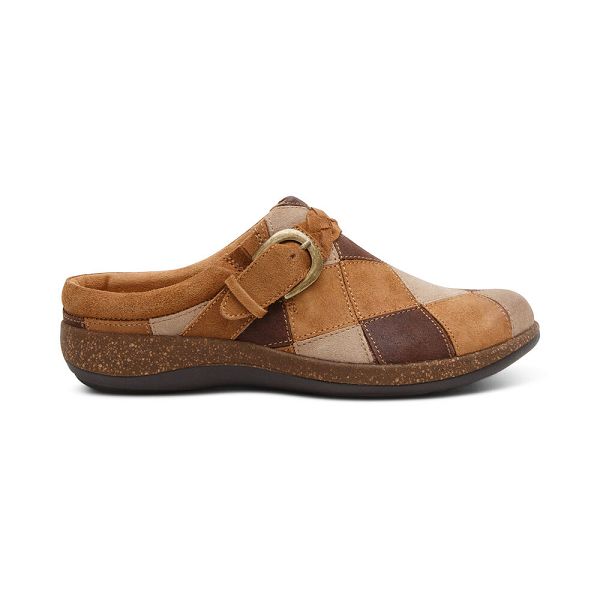 Aetrex Women's Libby Fleece With Arch Support Clogs - Brown | USA KKFSDOD